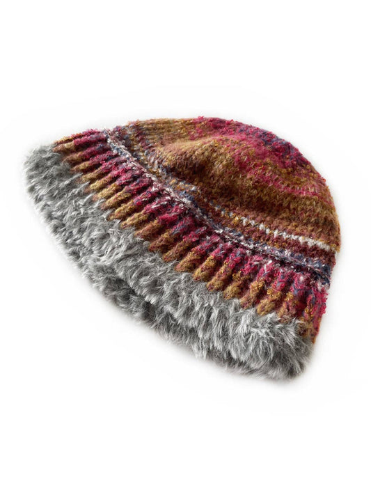 Funkyrel® Atzbranding Limited - Haila - Vintage Striped Color-Blend Knitted Beanie with Plush