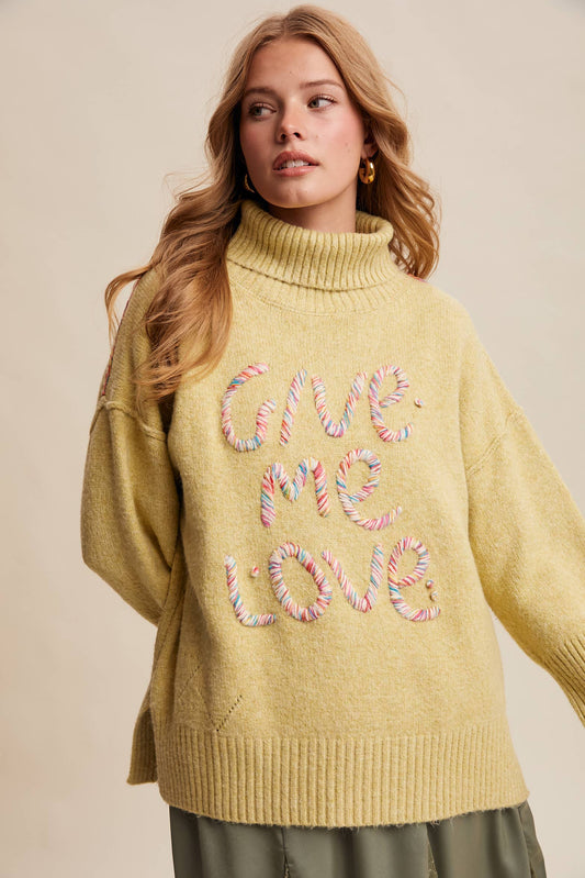 Listicle - Give Me Love Embroidered Turtleneck Sweater LSW0839