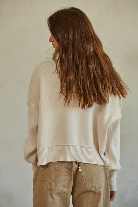 By Together - W1406 | Cotton Acrylic Ribbed Knit Sweater