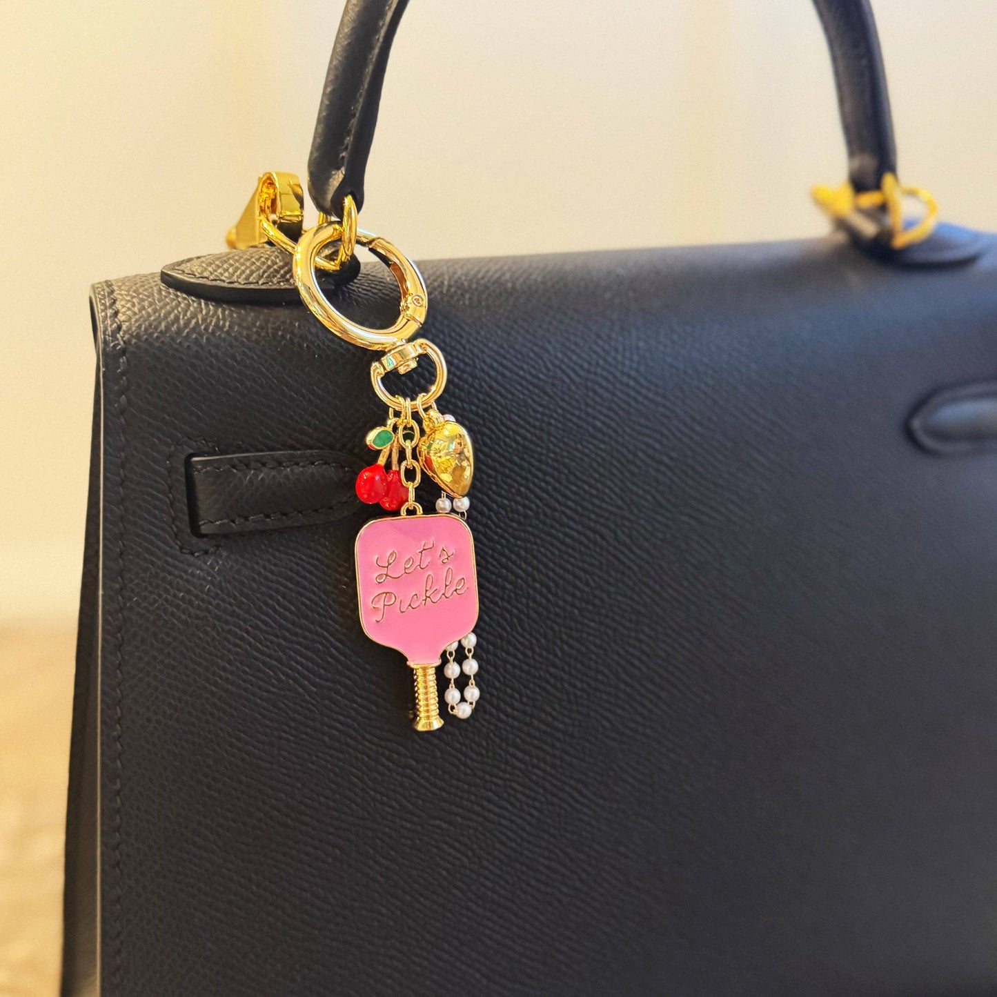 Ellison+Young - Pickleball Cherry Bag Charm – Sweet Sporty Accessory with Paddle and Cherry Charms
