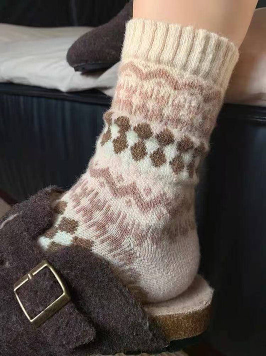 Funkyrel® Atzbranding Limited - Rufia - Nordic Patchwork Knit Crew Socks