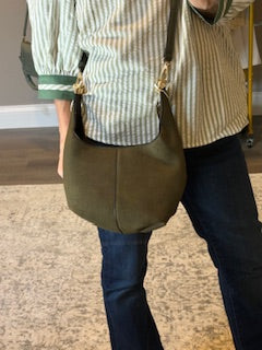 Elena Olive Suede Crossbody