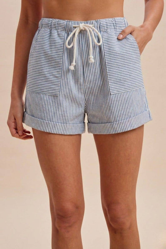 Vanilla Monkey - 4th Of July Stripe Cotton Twill Mini Shorts
