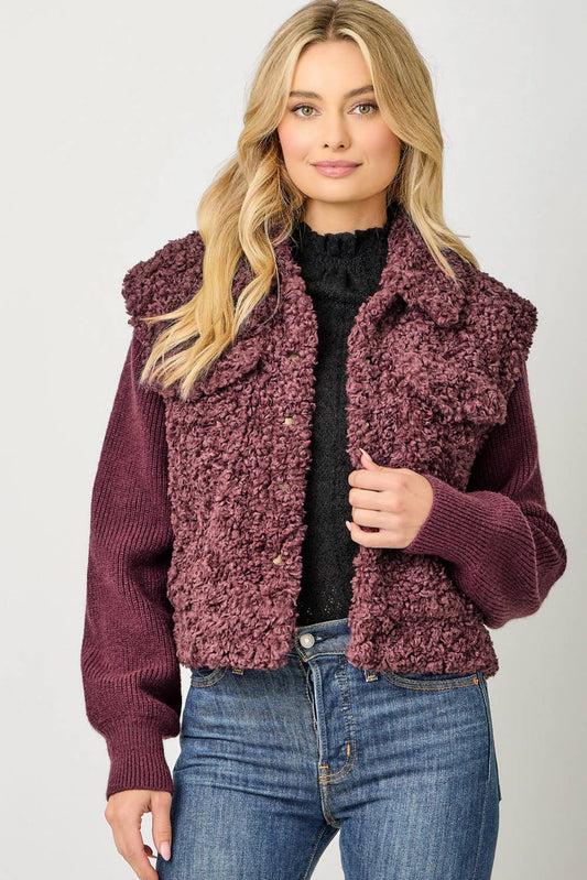 Mystree - 61251 Mixed Media Sweater Jacket