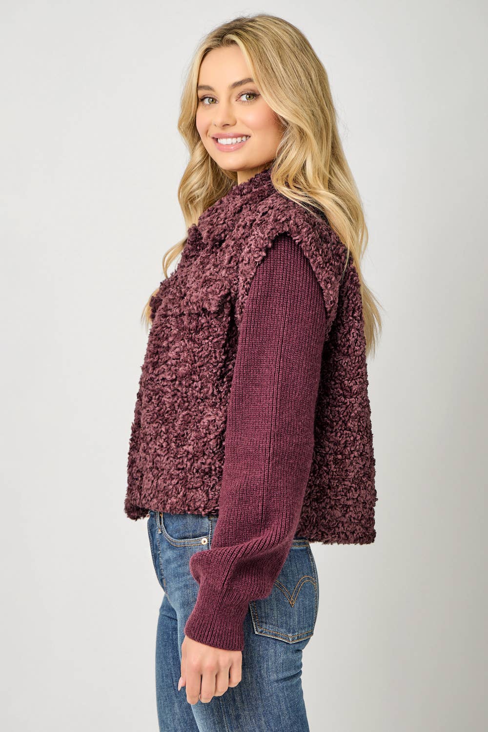 Mystree - 61251 Mixed Media Sweater Jacket