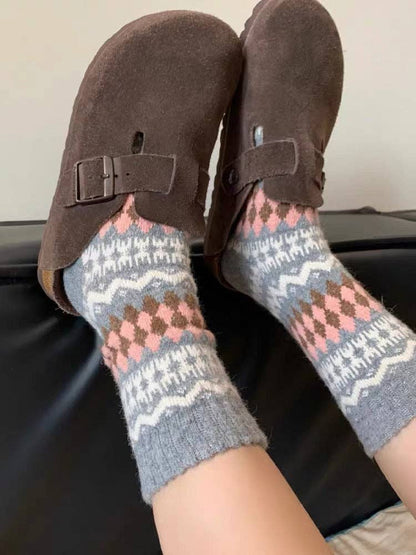 Funkyrel® Atzbranding Limited - Rufia - Nordic Patchwork Knit Crew Socks