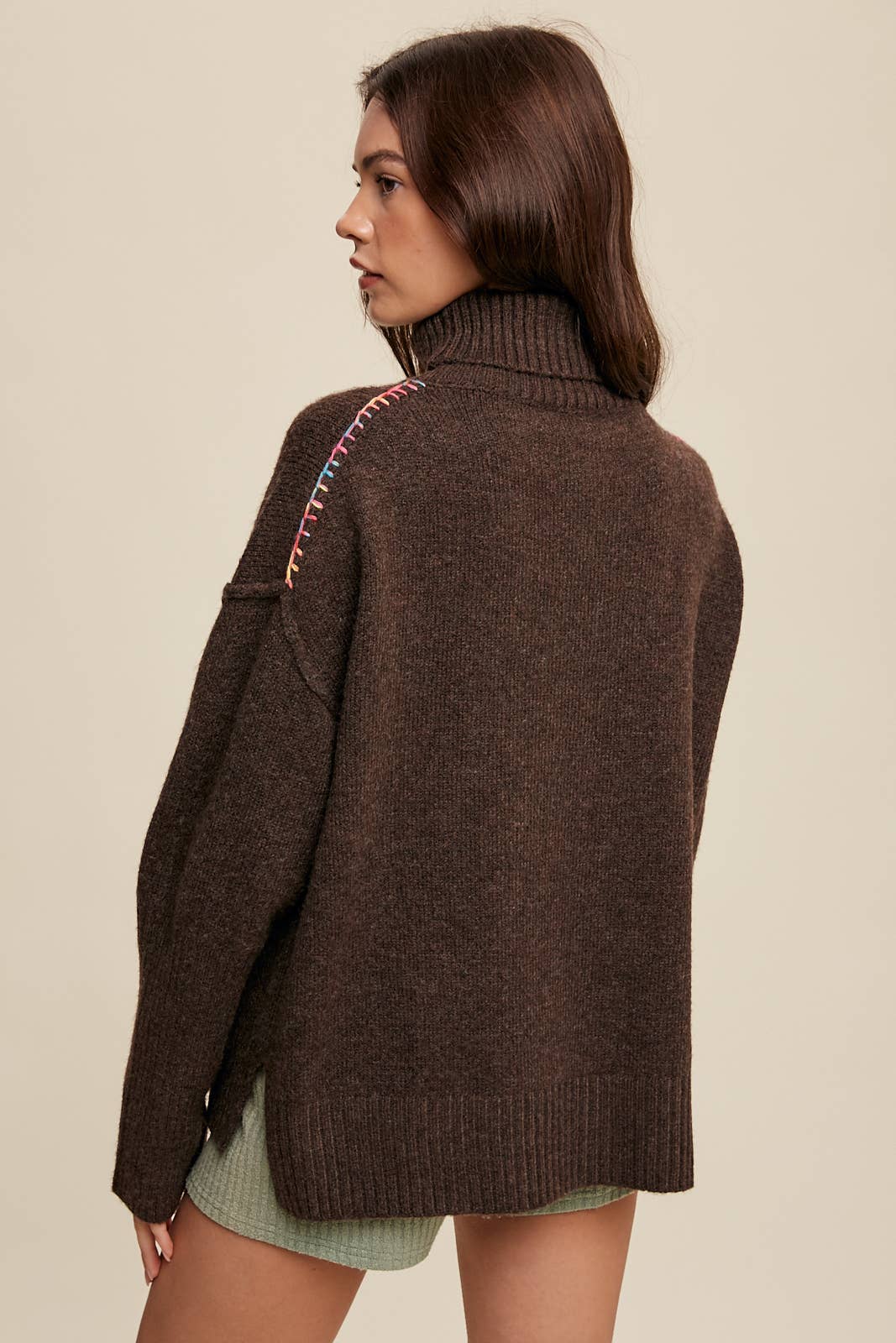 Listicle - Give Me Love Embroidered Turtleneck Sweater LSW0839