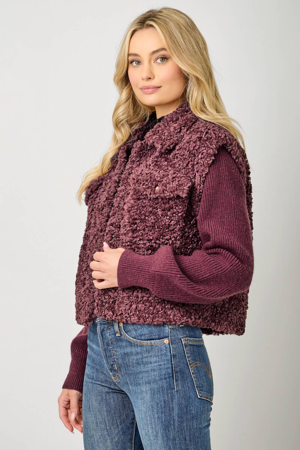 Mystree - 61251 Mixed Media Sweater Jacket
