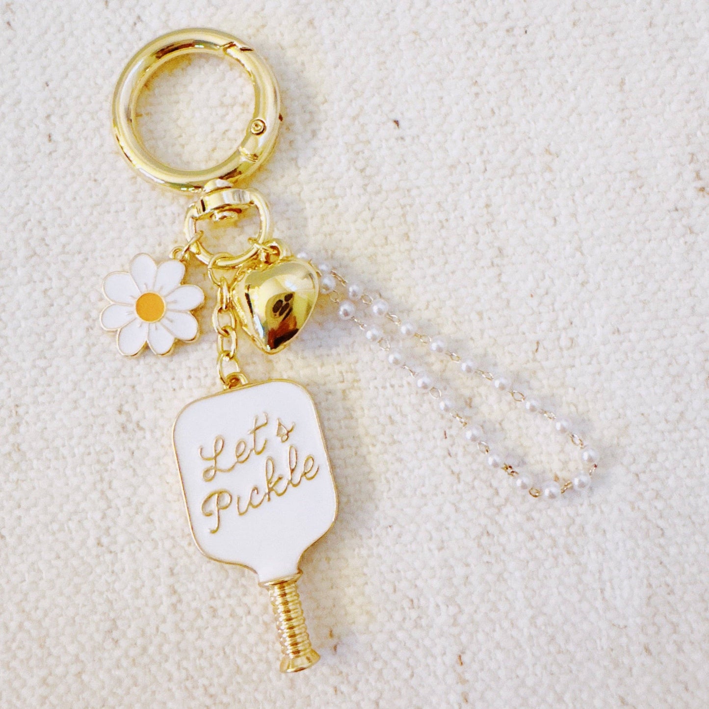 Ellison+Young - Pickleball Daisy Bag Charm – Sporty Floral Accessory with Paddle and Daisy Charms