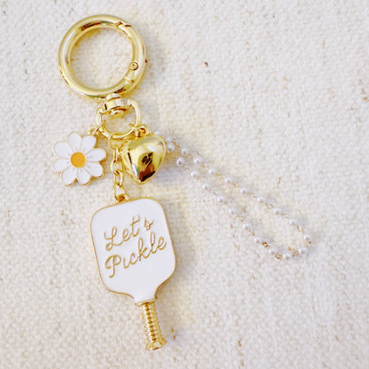 Ellison+Young - Pickleball Daisy Bag Charm – Sporty Floral Accessory with Paddle and Daisy Charms