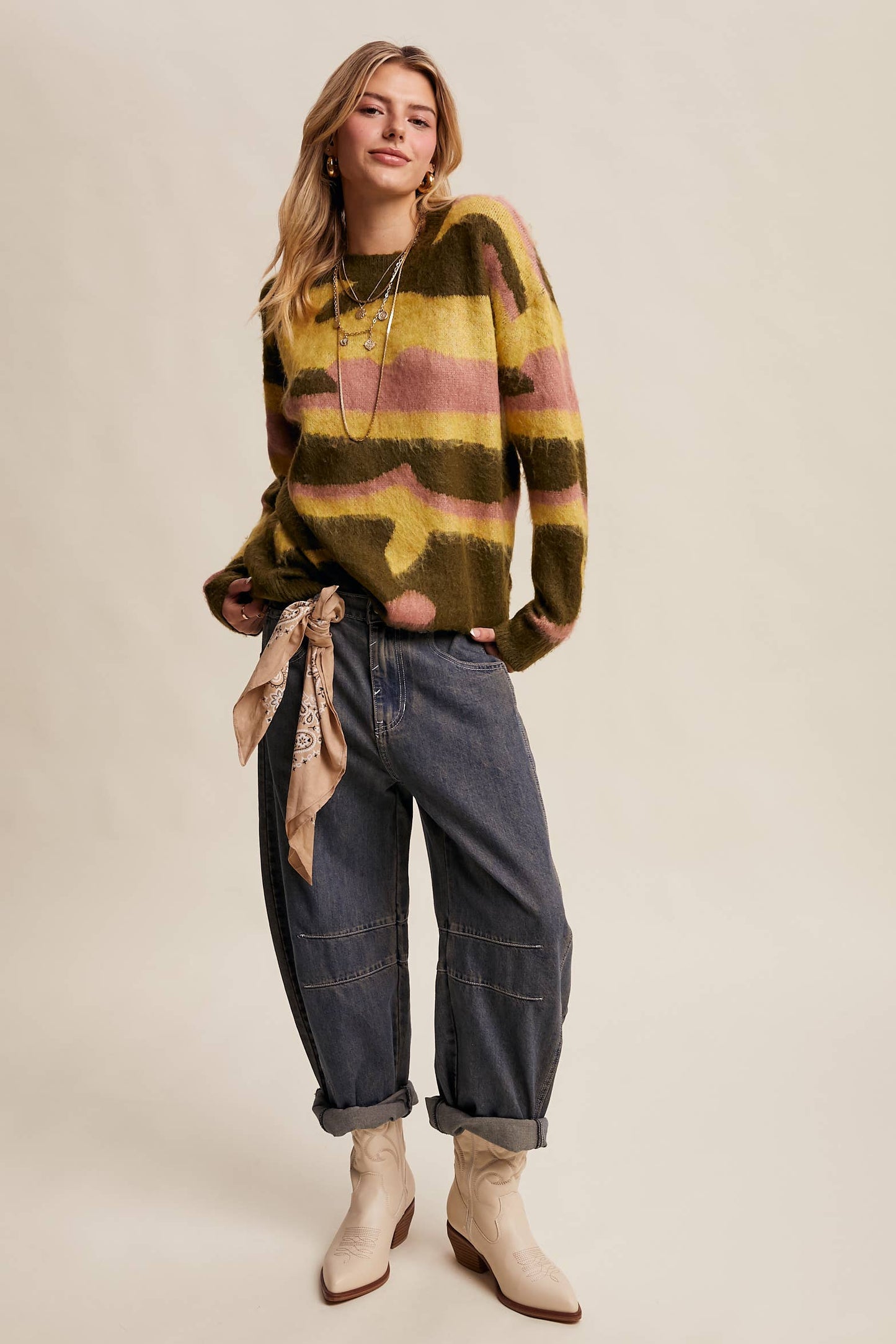 Listicle - Brushed Camo Knit Pullover Sweater