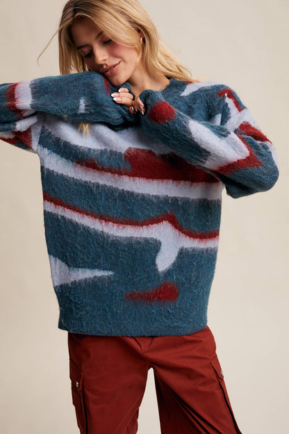 Listicle - Brushed Camo Knit Pullover Sweater