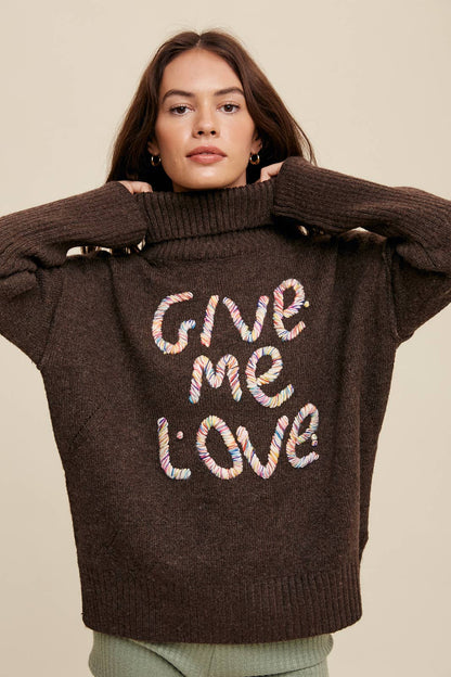 Listicle - Give Me Love Embroidered Turtleneck Sweater LSW0839