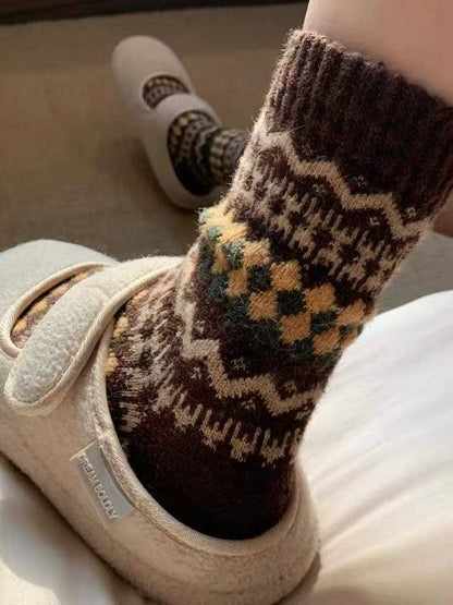 Funkyrel® Atzbranding Limited - Rufia - Nordic Patchwork Knit Crew Socks