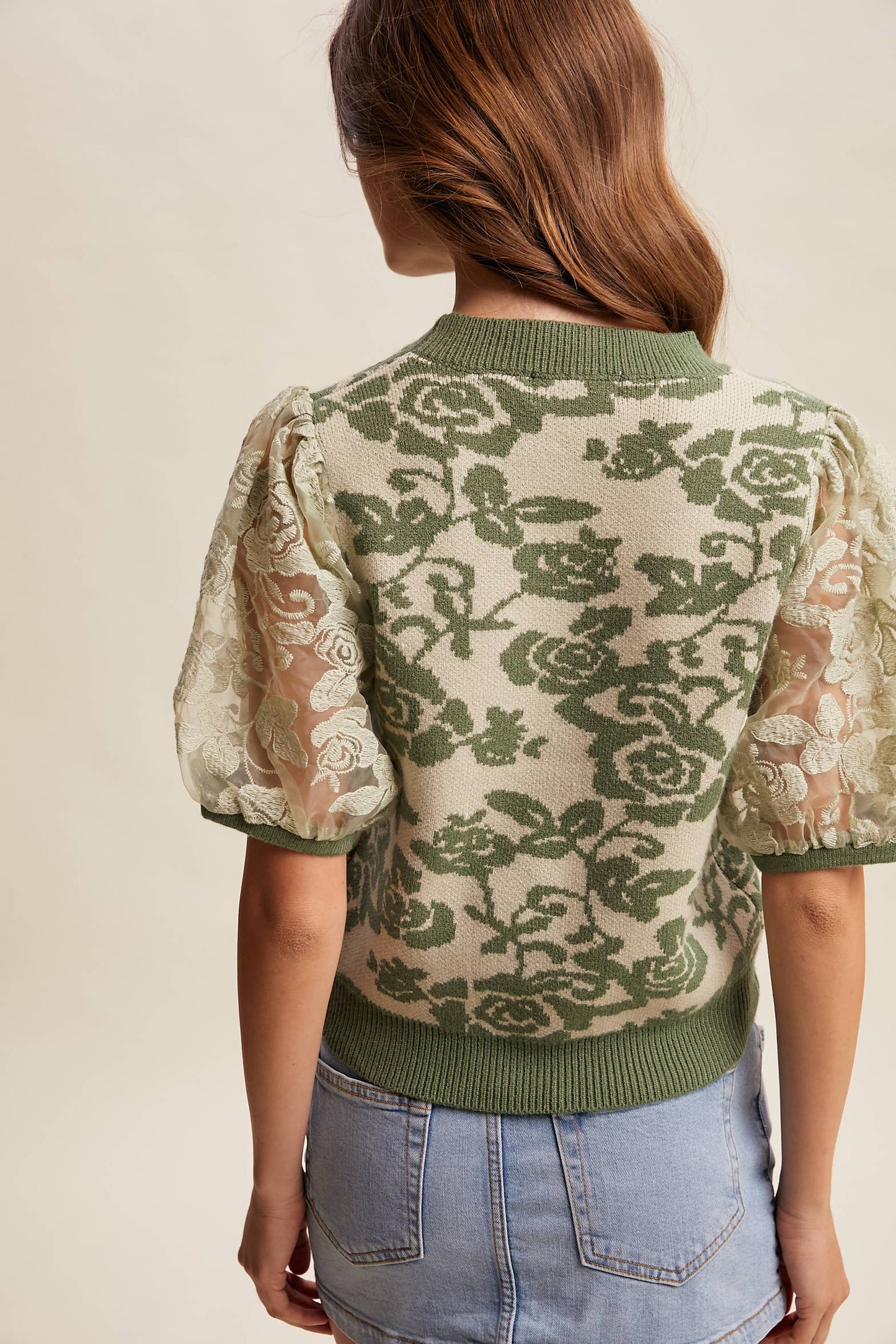Listicle - Rose Embroidered Contrast Knit Top LSW1038