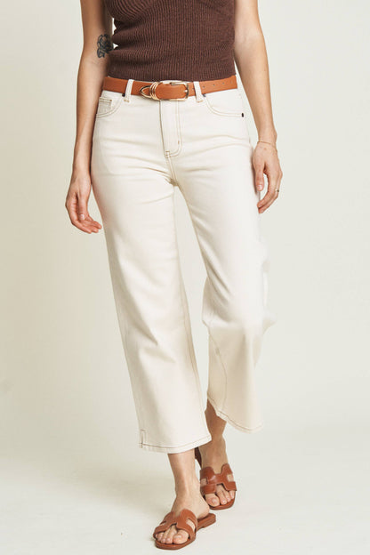 Oliver Logan - Addington Ankle Crop Mid Rise Jean, Ecru