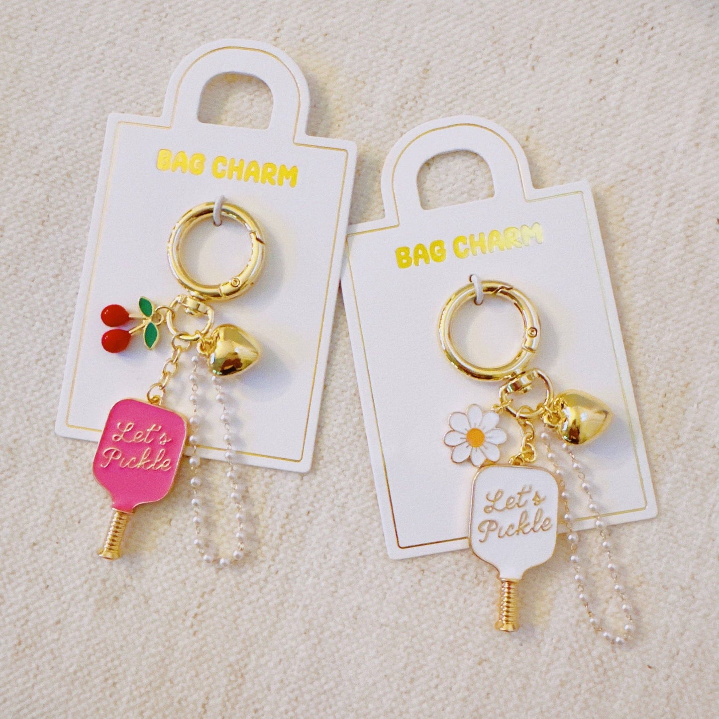 Ellison+Young - Pickleball Cherry Bag Charm – Sweet Sporty Accessory with Paddle and Cherry Charms