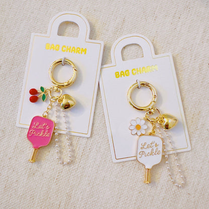 Ellison+Young - Pickleball Daisy Bag Charm – Sporty Floral Accessory with Paddle and Daisy Charms
