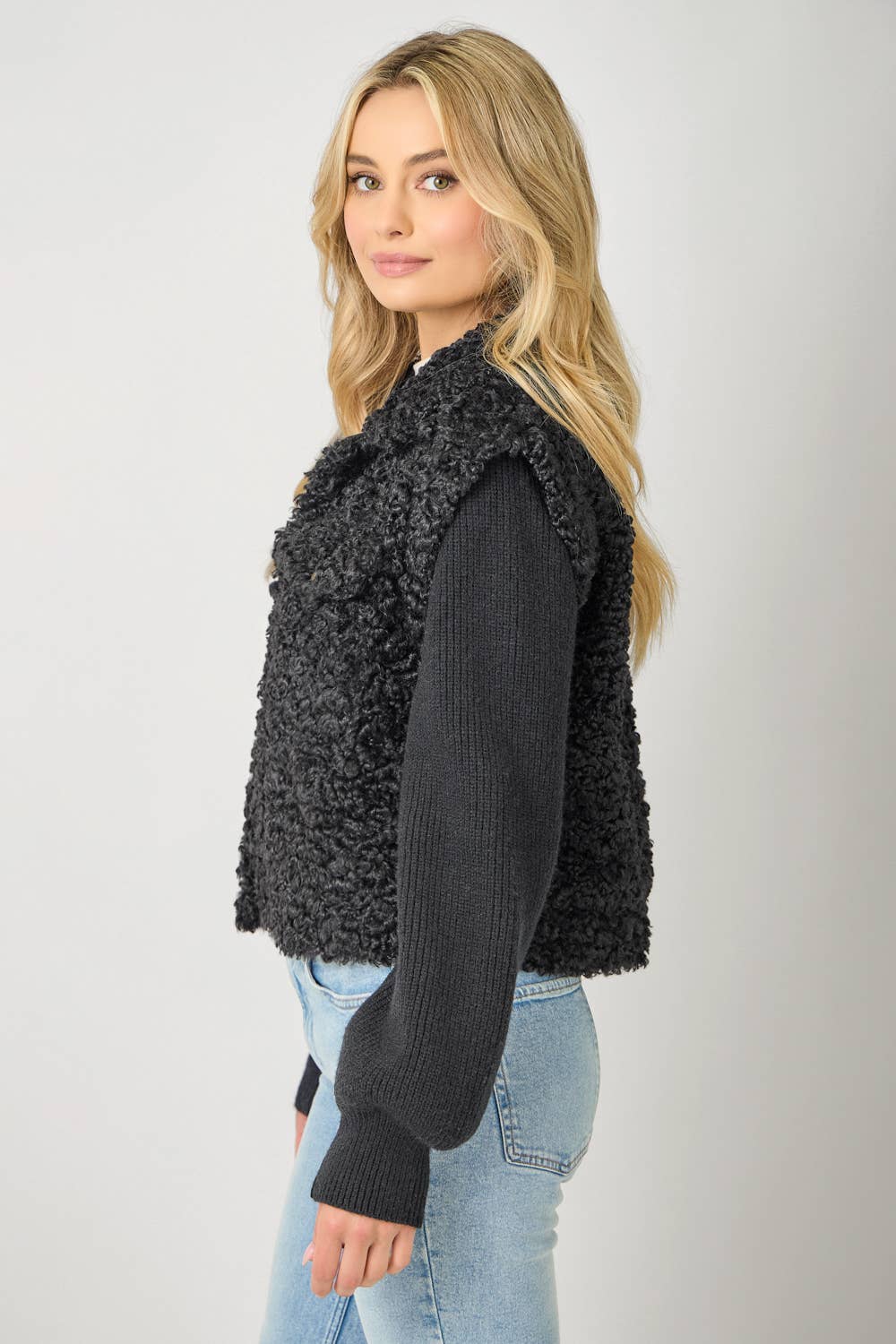 Mystree - 61251 Mixed Media Sweater Jacket