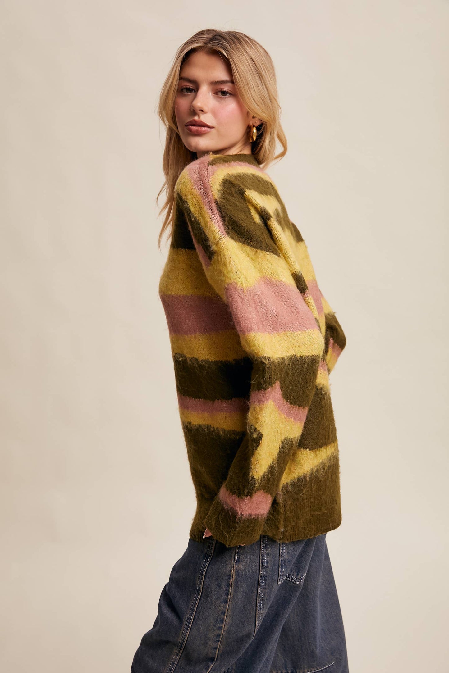 Listicle - Brushed Camo Knit Pullover Sweater