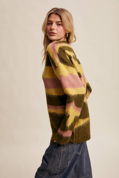 Listicle - Brushed Camo Knit Pullover Sweater