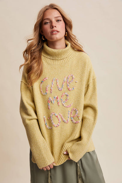 Listicle - Give Me Love Embroidered Turtleneck Sweater LSW0839