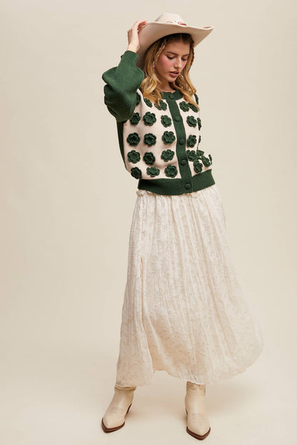 Listicle - Handmade Rose Applique Knit Cardigan