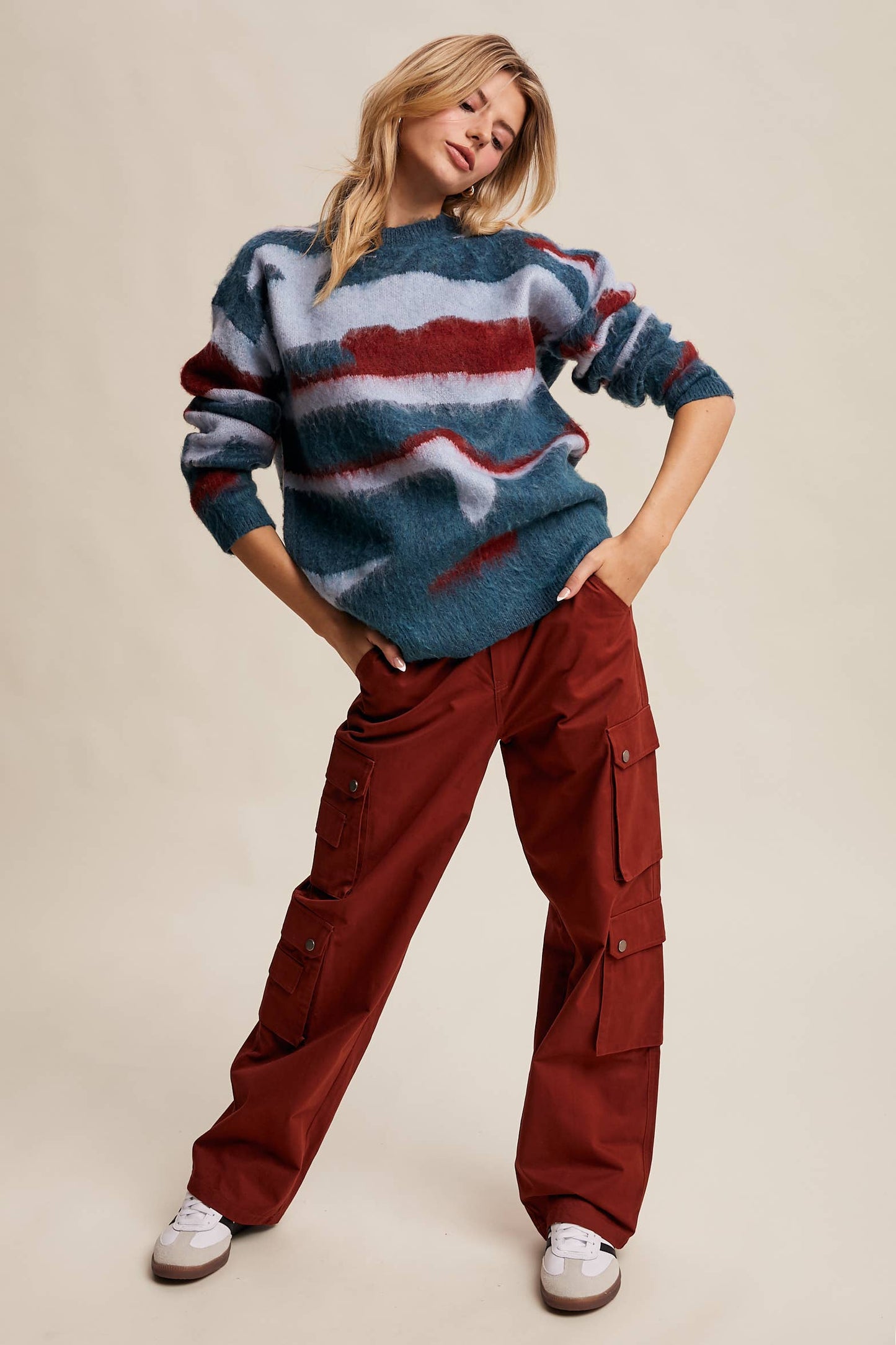Listicle - Brushed Camo Knit Pullover Sweater