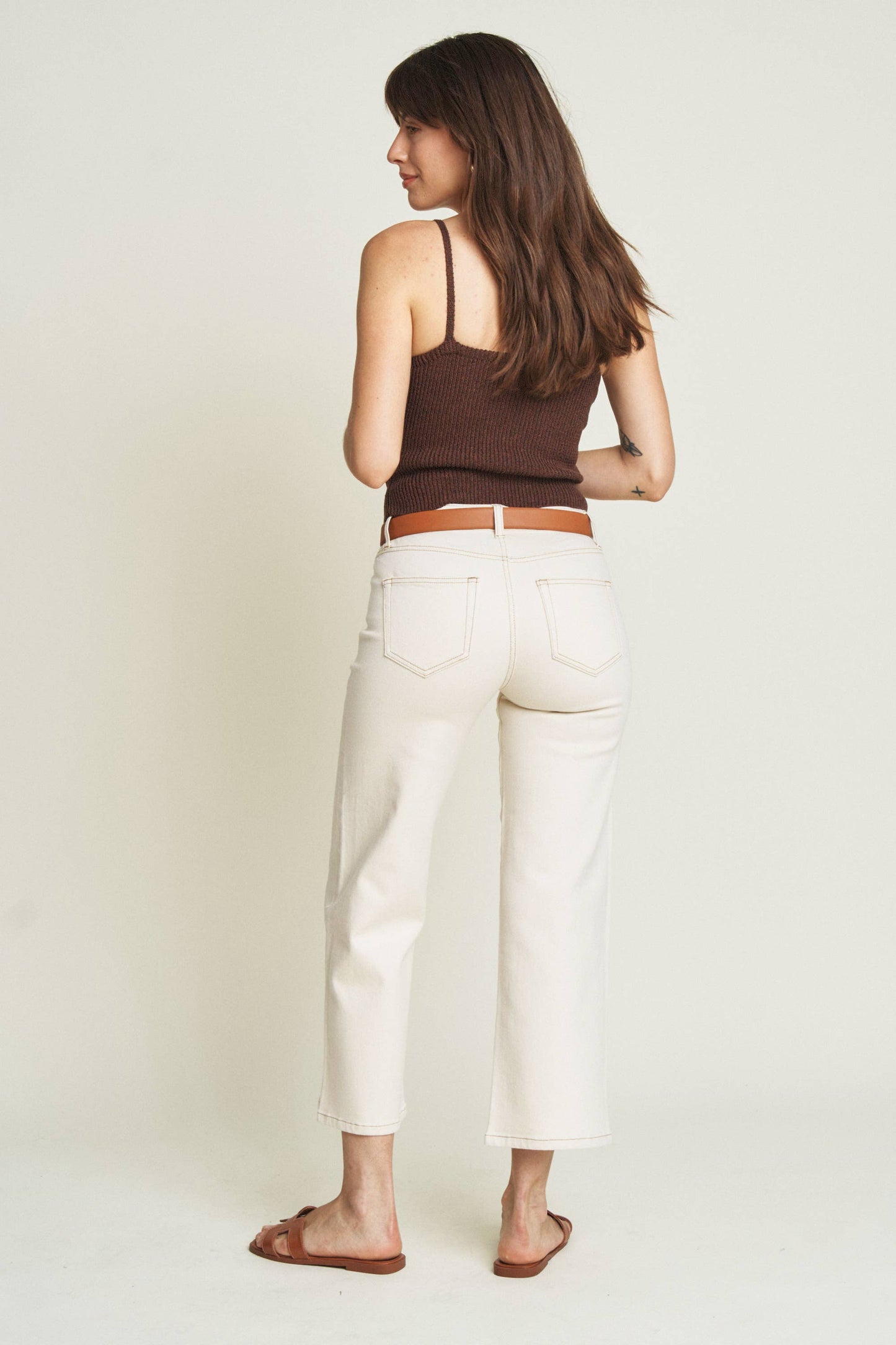 Oliver Logan - Addington Ankle Crop Mid Rise Jean, Ecru