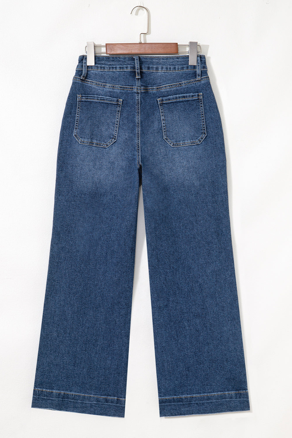 Sky Blue Cropped High Rise Wide Leg Jeans