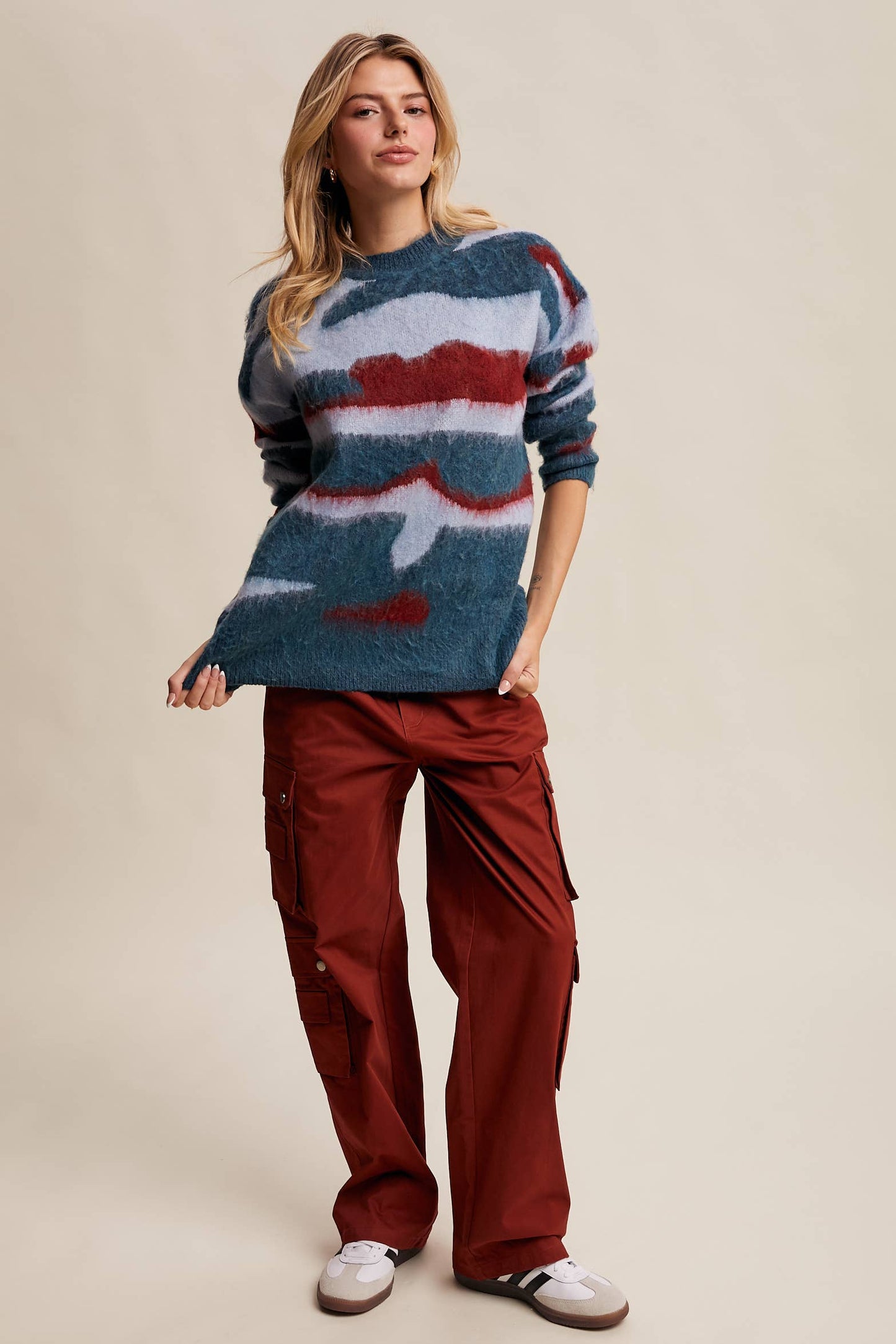 Listicle - Brushed Camo Knit Pullover Sweater