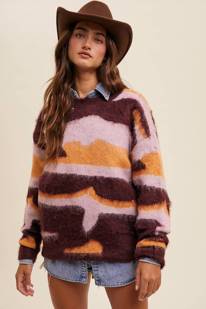 Listicle - Brushed Camo Knit Pullover Sweater