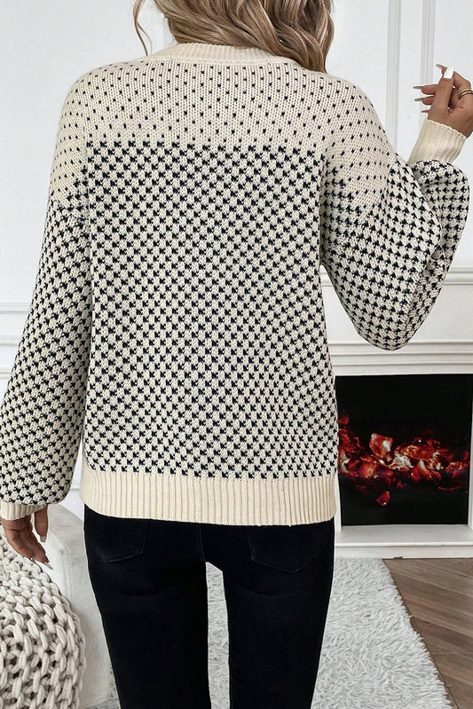 Black Colorblock Bishop Sleeve Knit Sweater
