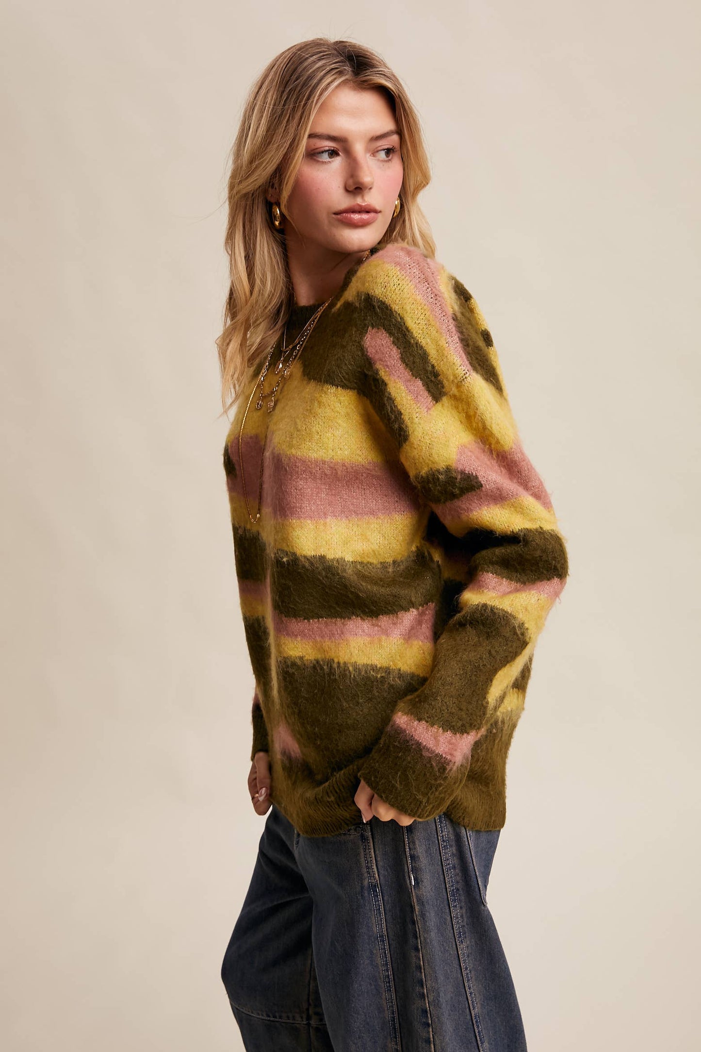 Listicle - Brushed Camo Knit Pullover Sweater