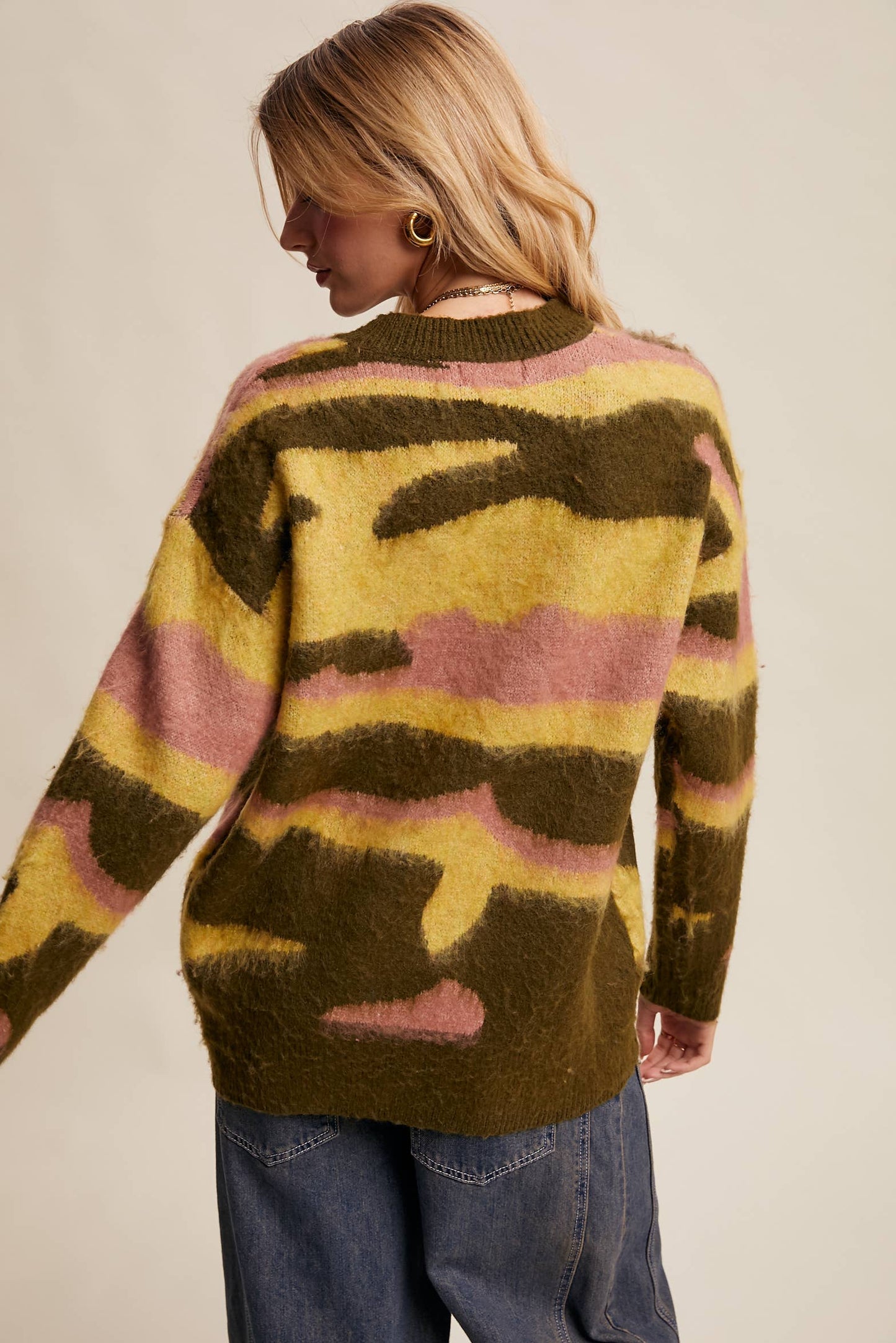 Listicle - Brushed Camo Knit Pullover Sweater