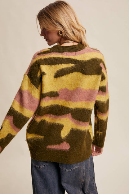 Listicle - Brushed Camo Knit Pullover Sweater