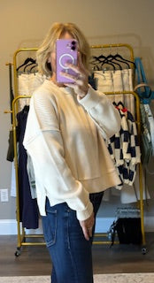 By Together - W1406 | Cotton Acrylic Ribbed Knit Sweater