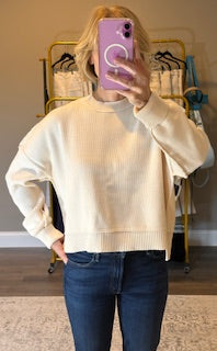 By Together - W1406 | Cotton Acrylic Ribbed Knit Sweater