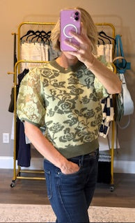 Listicle - Rose Embroidered Contrast Knit Top LSW1038