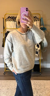 By Together - W2103 | Knit Sweater With Contrast Stitches Detail