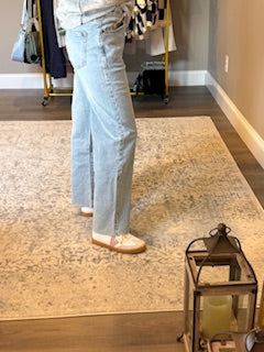 Oliver Logan - Aberdeen Ankle Crop High Rise Jean, Light Indigo Worn