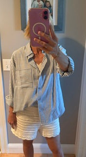 By Together Blue and White striped Button up