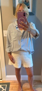 By Together Blue and White striped Button up
