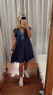 Umgee Linen Tiered Baby Doll Dress
