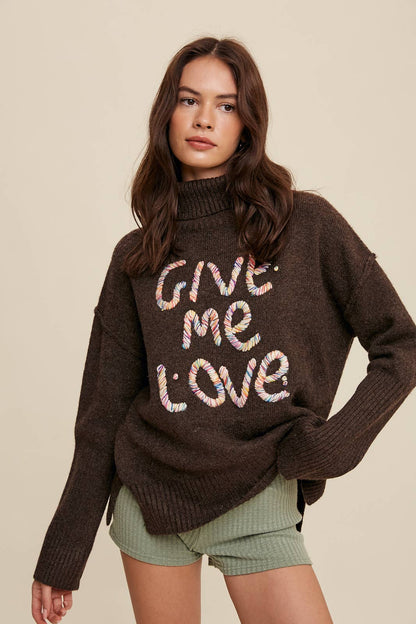 Listicle - Give Me Love Embroidered Turtleneck Sweater LSW0839