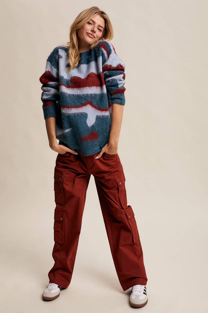 Listicle - Brushed Camo Knit Pullover Sweater