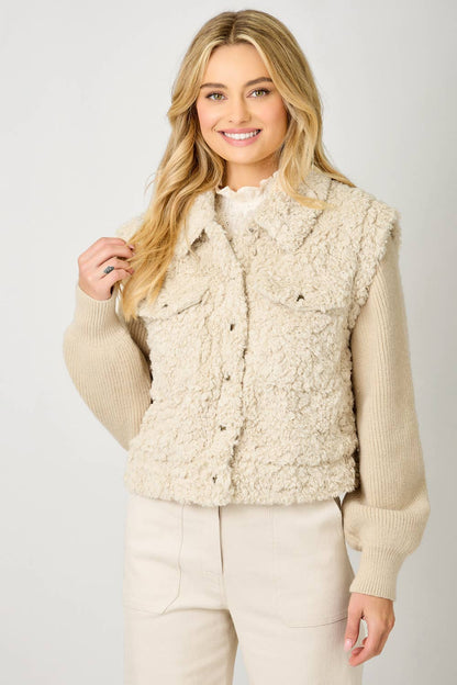Mystree - 61251 Mixed Media Sweater Jacket