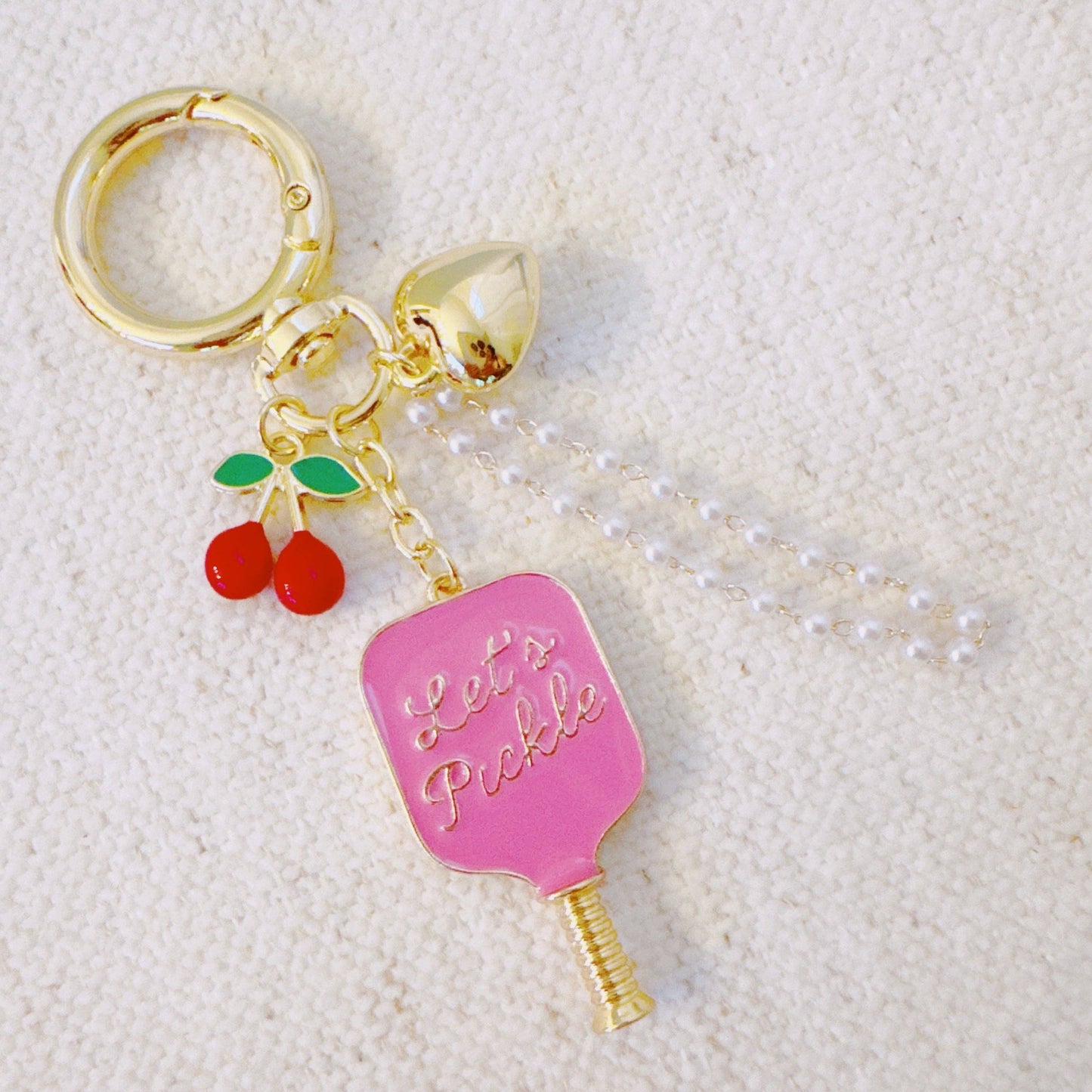 Ellison+Young - Pickleball Cherry Bag Charm – Sweet Sporty Accessory with Paddle and Cherry Charms