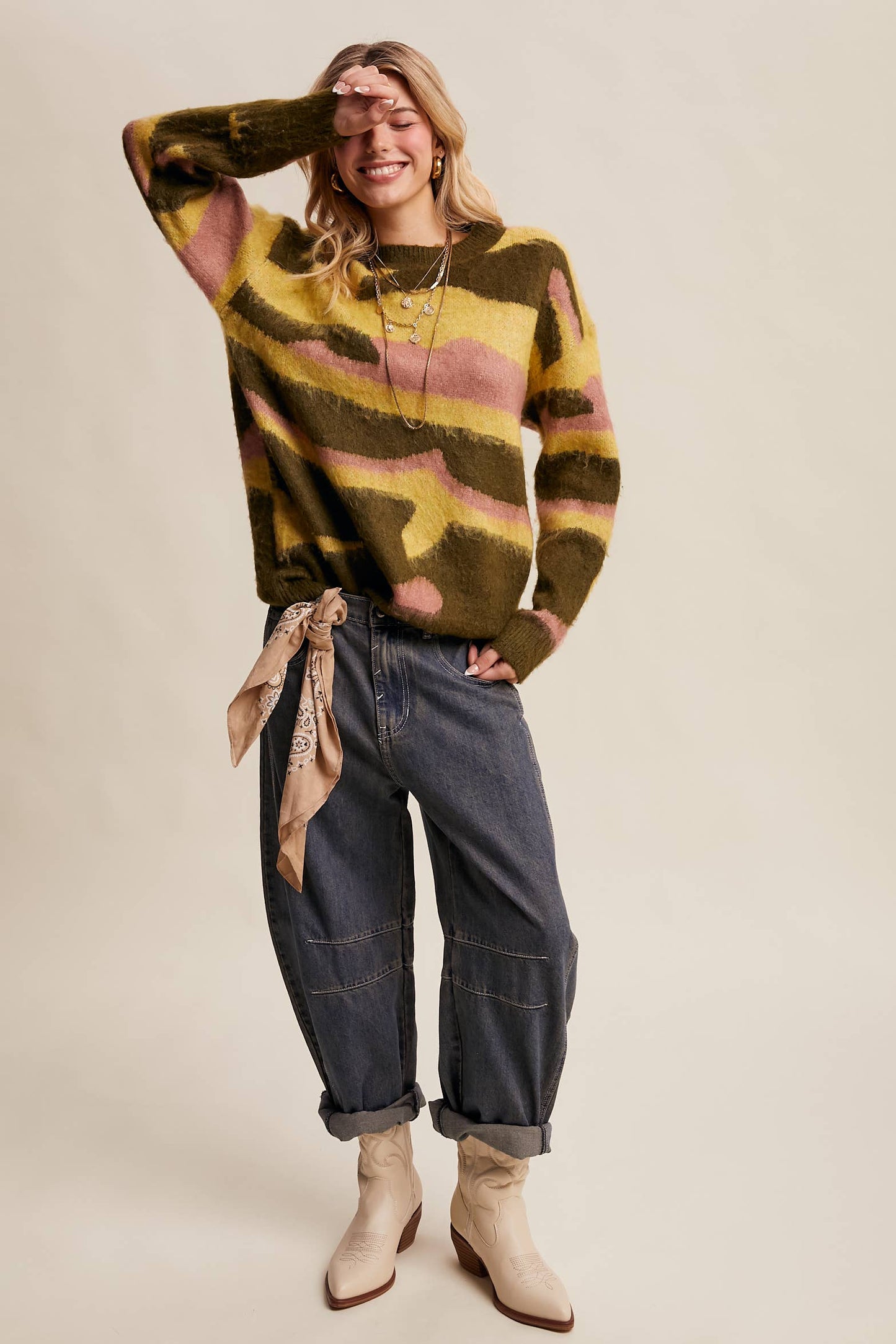 Listicle - Brushed Camo Knit Pullover Sweater