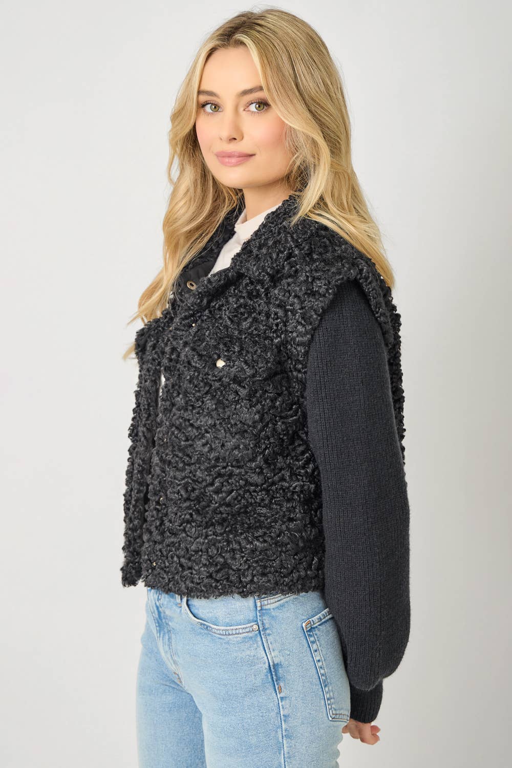 Mystree - 61251 Mixed Media Sweater Jacket